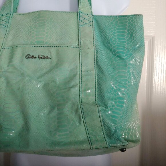 Carlos Falchi Green Shoulder Bag Soft Unstructured Design - Picture 9 of 16